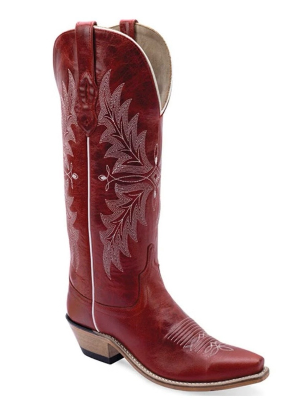 Old West Red Leather Embroidered Western Boot NWT size 9